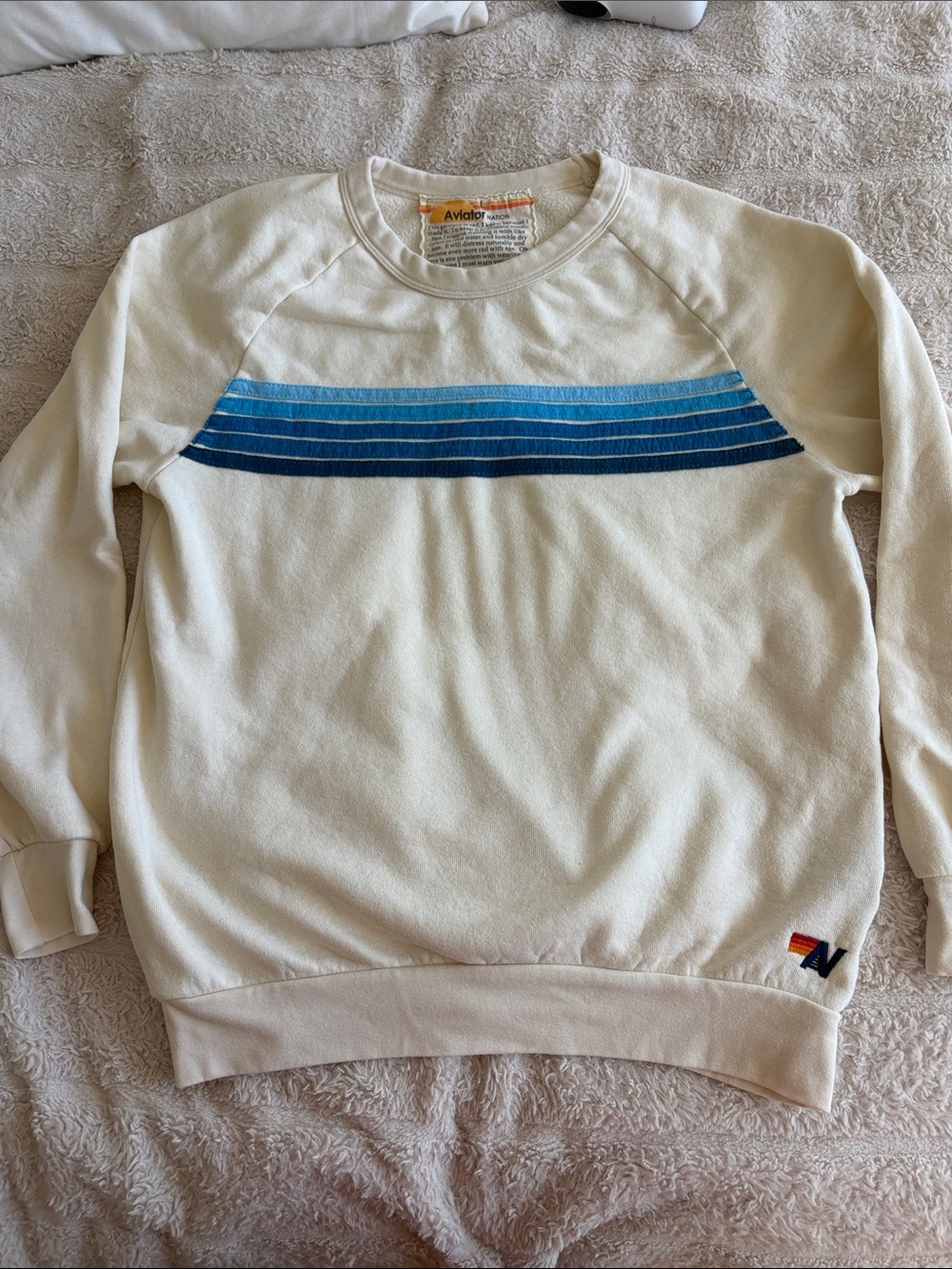 Aviator nation crewneck size large blue and cream
